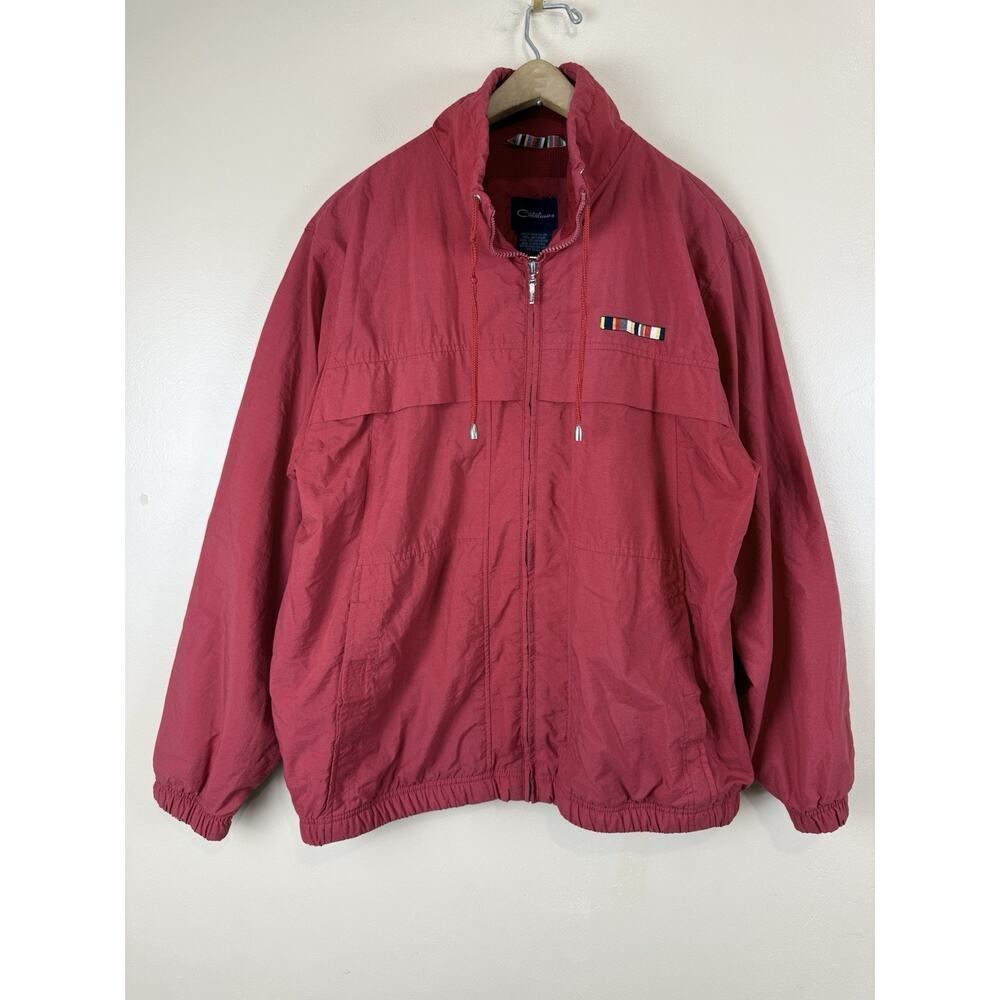 VTG Catalina C-Tek Red Women’s Windbreaker Jacket Full-Zip Y2K Size L
